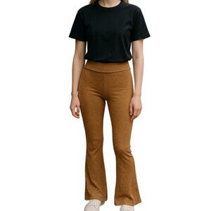 PINK Victoria’s Secret‎ Mustard Yellow Fold Over Flare Leggings Size XS